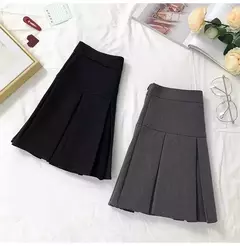 Mini vestido de cintura alta feminino, Cinza, Emagrecimento, Versátil, Anti-Exposição, Saia Linha A, Design, Sentido, Primavera, Outono, Novo, 2022 - loja online