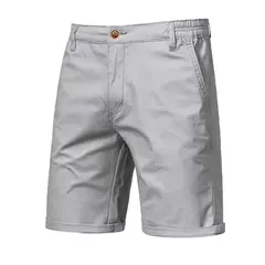 Calça curta de cintura elástica masculina, 100% algodão, monocromática, casual, de negócios, social, alta qualidade, nova, verão 2022 - Wolf Magazine
