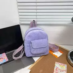 Mochila leve de veludo, mochilas pequenas, mochila de viagem, mochila escolar, campus, júnior, cor sólida, mini, bolsos múltiplos - comprar online