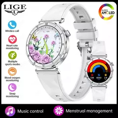 Lige novo ultra fino relógio inteligente tela feminina sempre exibir tempo diamante pulseira de luxo chamada voz amoled smartwatch senhoras - loja online