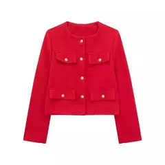 TRAF-Casaco Cropped feminino com botão dourado, blazer bomber, streetwear chique, blusa de casacos femininos, moda primavera, 2022 - comprar online