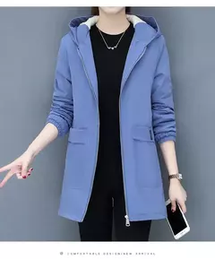 Casaco de algodão acolchoado de comprimento médio feminino, lã de cordeiro grossa quente, blusa feminina com capuz, todo apto, novo, outono, inverno, 2023