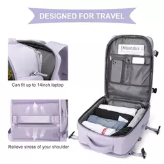 Mochila de viagem leve para mulheres, grande capacidade, mala multifuncional, carregamento USB, bagpacks de bagagem do avião - Wolf Magazine
