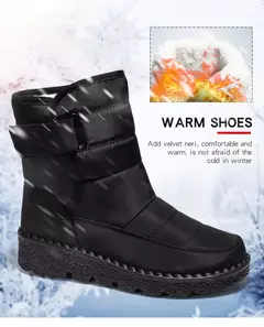 Botas de neve impermeáveis antiderrapantes para mulheres, sapatos de plataforma, tornozelo quente, sapatos acolchoados de algodão, inverno na internet