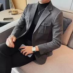Blazers masculinos de peito único, ternos cinza, casacos grandes, tamanho grande, moda de alta qualidade, novo em 2020 - Wolf Magazine