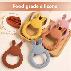 Bebê silicone dentição anel, coelho dos desenhos animados, roedor, comestível, acessórios diy, brinquedos molares, chocalho, 1pc - loja online