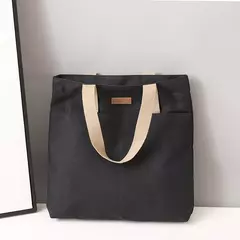 Sacola de lona monocromática para mulheres, designer, bolsa casual, bolsa de ombro, grande capacidade, algodão, reutilizável, praia, compras na internet