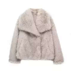 TRAF-Jaqueta feminina de tecido de lantejoulas de metal, casaco solto, gola alta, manga comprida, outerwear feminino chique, outono, inverno, 2023
