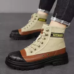 Botas de lona anticolisão masculinas, botas masculinas ao ar livre, sapatos militares, biqueira, algodão, nova moda, inverno, 2023 - comprar online
