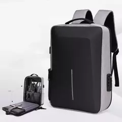 Mochila com carapaça dura casual masculina, anti-roubo, alta capacidade, viagem, carregamento USB, negócio, bolsa para computador masculino, moda