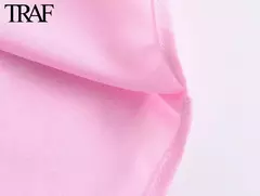 TRAF-Blusa Oxford de Algodão Single-Breasted Feminina, Camisa Manga Longa, Tops Chiques, Lapela, Roupa de Rua, Senhoras, Moda - loja online