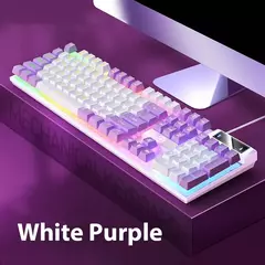 K500 teclado para jogos com fio sensação mecânica laptop desktops pc computador acessórios de escritório 104 teclas teclados com luz de fundo rgb - Wolf Magazine