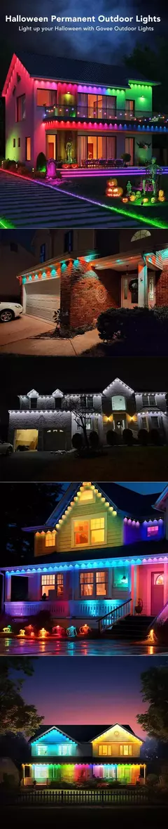 Luzes externas permanentes inteligentes rgbic beirais led bluetooth luz diy à prova d' água sincronização de música temporizador cordas festa natal feriado - loja online