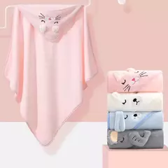 Imagem do Roupão super macio com capuz para o bebê, capa dos desenhos animados, roupão de banho, toalha de banho recém-nascida, presente do chuveiro do bebê, 0-3 anos