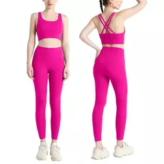 Roupa de ioga feminina de 2 peças, conjunto de treino rápido, roupa de fitness respirável, sutiã e leggings esportivos, roupas fitness, novo, 2024 - loja online