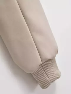 Jaqueta de couro PU feminina, casaco PU, mangas compridas, jaqueta solta, couro gradiente, gola redonda, zíper, locomotiva, curta, lavada na internet