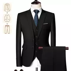 Terno casual de negócios masculino para casamentos, blazer genuíno, colete e calças, grande e alto, colete slim fit, calças de vestido, tamanho EUA