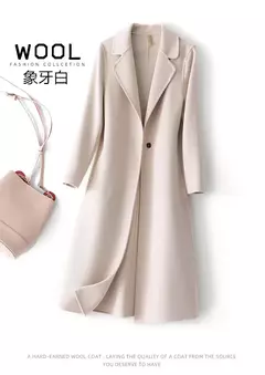 2023 elegante simples casaco feminino outono e inverno novo um botão pura lã reversível casaco de lã longo selvagem top das mulheres