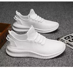 Tênis casual leve masculino, tênis esportivo de malha respirável, tênis atlético resistente a odores, slip-on com cadarços - Wolf Magazine
