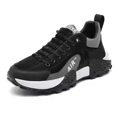 Sapato esportivo casual masculino com cadarço, tênis para papai, sola grossa, pé de ajuda baixo, 4 estações, moda - Wolf Magazine