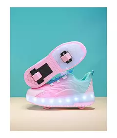 Sapatilhas infantis de patins de duas rodas, luz LED, tênis esportivos brilhantes, skate luminoso, carregamento USB, crianças, meninos, meninas - comprar online