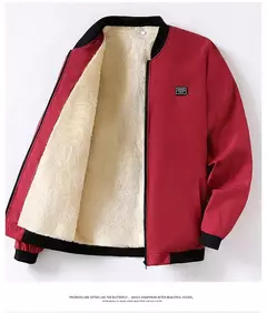 Jaqueta grossa de lã masculina, monocromática, casaco casual, gola clássica, ao ar livre, aquecida, moda, outono, inverno - loja online