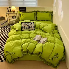Imagem do Conjunto de lençóis estilo renda, roupa de cama bowknot, cama Skin-Friendly, solteiro, casal, rainha, cama king size