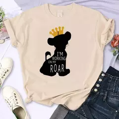 Imagem do T-shirt do Rei Leão Disney para mulheres, top Kawaii engraçado, camiseta Harajuku, roupas femininas, Hakuna Matata, anos 90