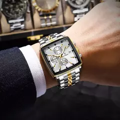 Relógio de pulso esportivo quadrado luxo masculino Poedagar, cronógrafo luminoso impermeável, relógios masculinos de quartzo, relógios de aço inoxidável - Wolf Magazine