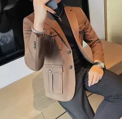 Blazers masculinos de peito único, ternos cinza, casacos grandes, tamanho grande, moda de alta qualidade, novo em 2020 - comprar online