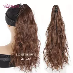 Extensão de cabelo de rabo de cavalo com clipe de garra sintética, 16 Polegada longo ondulado preto marrom peruca de rabo de cavalo para mulheres rabo de cavalo peruca de cabelo