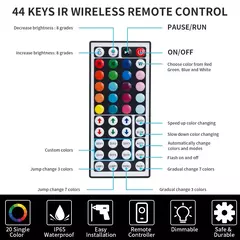 Luzes LED Strip com Bluetooth App, Controle IR, RGB, USB, Brilhante, Melhor Terno para Quarto, TV, Parede, Sala de Estar, Decoração da Festa, 5050, 16 - Wolf Magazine