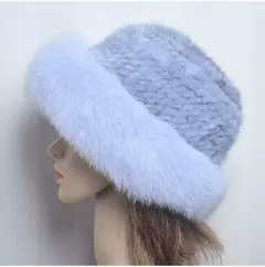 Chapéu de pele de vison genuíno para mulheres gorro de malha natural de luxo chapéu de malha artesanal pele de raposa real moda inverno quente, novo - Wolf Magazine