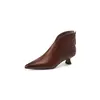 Botas de salto baixo para mulheres, boca rasa, confortável, de escritório, sapatos femininos, alta qualidade, novo, 2024