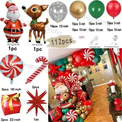 Decorações balões de natal guirlanda arco vermelho metálico ouro com homem de gengibre estrelas balão foil para decoração de festa de natal
