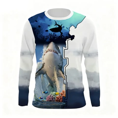Terno de pesca com estampa completa 3d masculino, camiseta solta de manga comprida respirável de secagem rápida, ciclismo ao ar livre, fitness, esportes, tops casuais - loja online