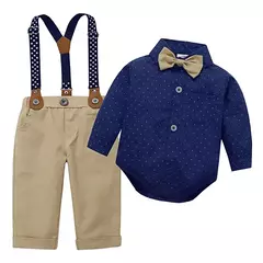 Conjuntos formais de roupas de casamento para bebê, bodysuit Suspender Suit Traje de festa de aniversário infantil, Toddler Kid, 3, 6, 12, 18, 24M