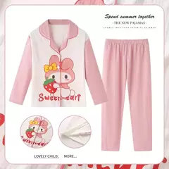 Sanrio Cinnamon Kuromi Pijama infantil, pijama solto, cardigã casual, manga longa, minha melodia, roupas de anime kawaii, gola aleta - loja online