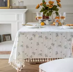 Toalha De Mesa De Mistura De Algodão Impresso Floral, Lavável Farmhouse Table Cover, Bege, Festa De Casamento, Sala De Estar, Decoração Do Chuveiro Do Bebê - loja online
