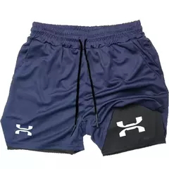 Imagem do Calções Esportivos Quick Dry Masculinos, Corrida, Ginásio, Treino, Ginásio, Fitness, Corrida, Calças Curtas, 2 em 1, Verão