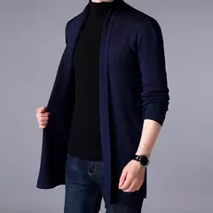 Imagem do Cardigan de tricô masculino, suéter útil, casaco todo, outono e inverno