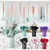 Conjunto de utensílios de cozinha com cabo de madeira, cozinhar ferramentas, utensílios de cozinha, pá, colher, prático, comestível, madeira, 12pcs