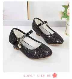 Sapato de salto alto de cristal infantil, sandálias de cristal, fivela, princesa sapato de dança, desempenho estudantil, couro, meninas, moda