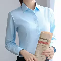 Blusa de manga comprida feminina, camisa branca elegante, senhora do escritório, negócios, camisas rosa, botão, blusas de trabalho sólido, tops - Wolf Magazine