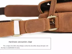 Bolsa de ombro retrô de couro genuíno masculina, grande capacidade, bolsa transversal diagonal, bolsa pequena para iPad, cavalo louco na internet