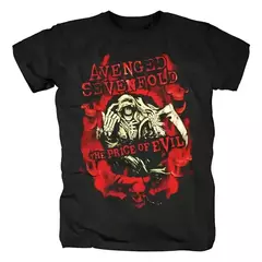 Imagem do Camiseta vingada de oito mangas curtas para homens, camisetas 100% algodão, estampa gráfica de metal rock, camisas de moda hip hop, tops plus size