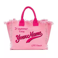 Bolsa de lona elegante e personalizável para mulheres, praia de verão, grande capacidade, bolsa pendular, presentes de casamento