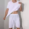 Pijama solto masculino de manga curta, roupa caseira, camiseta, shorts esportivos e de lazer, terno tamanho grande, 4x menino, 2 peças por conjunto
