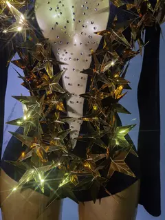 Body de manga longa de veludo preto com strass dourado brilhante 2025 feminino festa à noite clube gala anfitriões boate bar trajes de palco