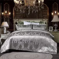 High End Jacquard Bedding Set, Luxo, Europeu, Conjuntos de cama de casamento, Rainha, American Satin, Double Duvet Cover,